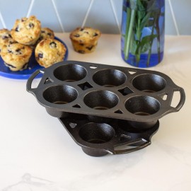 2 piece cast iron muffin pan set is sturdy and durable