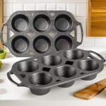 2 piece cast iron muffin pan set is sturdy and durable