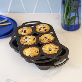 2 piece cast iron muffin pan set is sturdy and durable