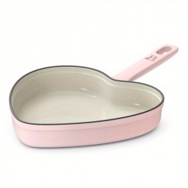 Enameled Cast Iron Heart Skillet, Pink Champagne by Drew Barrymore