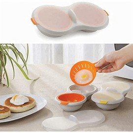 2-Cup Microwave Egg Poacher - Quick and Easy Microwave Cooking, Perfectly Cooks 2 Eggs, Unique Design - Essential Kitchen Gadget, High-Quality Cookware