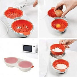 2-Cup Microwave Egg Poacher - Quick and Easy Microwave Cooking, Perfectly Cooks 2 Eggs, Unique Design - Essential Kitchen Gadget, High-Quality Cookware