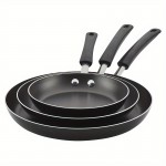 3-Piece Premium Aluminum Non-Stick Frying Pan Set - Durable, PFOA-Free, Easy Clean, Dishwasher Safe, and Heat-Resistant - Ergonomic Plastic Handle for Comfortable Grip