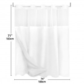 1pc Leaf Print Shower Curtain Liner - Shower Curtain Liners with Snap-in Fabric, Sheer Top Window, Waterproof Double Layer Bathtub, Easy Bathroom Accessories