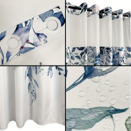 1pc Leaf Print Shower Curtain Liner - Shower Curtain Liners with Snap-in Fabric, Sheer Top Window, Waterproof Double Layer Bathtub, Easy Bathroom Accessories