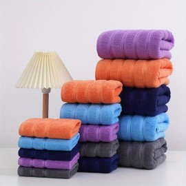 6pcs Solid Color Cotton Towel Set, Washcloths Hand Towel Bath Towel, Soft & Absorbent Towels For Bathroom, 2 Bath Towel & 2 Hand Towel & 2 Washcloths, Bathroom Supplies