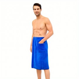 1pc Men's Wearable Bath Towel, Microfiber Bath Skirt With Pocket, Skin-friendly Soft Super Absorbent Shower Skirt, Plain Color Bath Wrap Towel For Bathroom, Bathroom Supplies, men's Sauna Kilt Spa Sauna Wrap, Bathroom Accessory