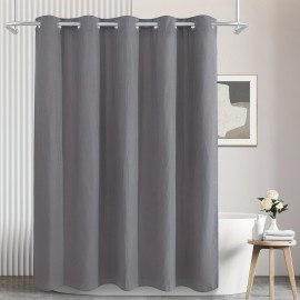 Luxury Waffle Weave Shower Curtain with Snap & Go Liner - Hassle-Free, Water Repellent, and Mold Resistant - Features Powerful Magnets for a Stable Fit - No Hooks Needed