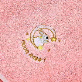 Three-piece set of moon rabbit bath towel, coral velvet towel with hooks, the fabric is soft, skin friendly and not easy to lose hair