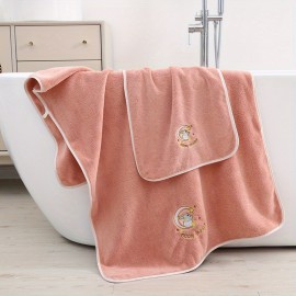 Three-piece set of moon rabbit bath towel, coral velvet towel with hooks, the fabric is soft, skin friendly and not easy to lose hair