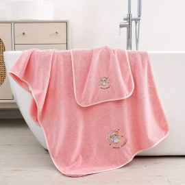 Three-piece set of moon rabbit bath towel, coral velvet towel with hooks, the fabric is soft, skin friendly and not easy to lose hair