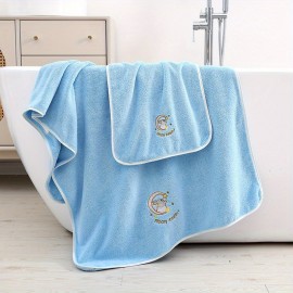 Three-piece set of moon rabbit bath towel, coral velvet towel with hooks, the fabric is soft, skin friendly and not easy to lose hair