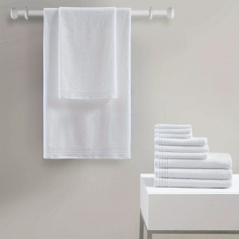 100% Cotton 12 Piece Bath Towel Set, White