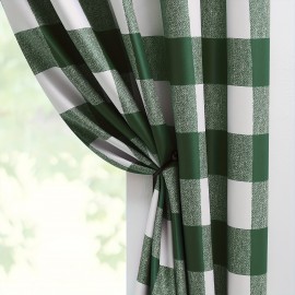 2pcs Luxurious Buffalo Check Plaid Thermal Insulated Blackout Curtains - Shower Curtains for Bedroom, Living Room - Room Darkening, Noise Reducing, Grommet Drapes for Ultimate Privacy and Comfort