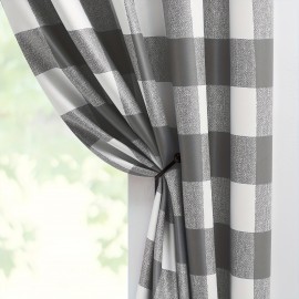 2pcs Luxurious Buffalo Check Plaid Thermal Insulated Blackout Curtains - Shower Curtains for Bedroom, Living Room - Room Darkening, Noise Reducing, Grommet Drapes for Ultimate Privacy and Comfort