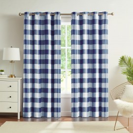 2pcs Luxurious Buffalo Check Plaid Thermal Insulated Blackout Curtains - Shower Curtains for Bedroom, Living Room - Room Darkening, Noise Reducing, Grommet Drapes for Ultimate Privacy and Comfort