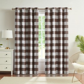 2pcs Luxurious Buffalo Check Plaid Thermal Insulated Blackout Curtains - Shower Curtains for Bedroom, Living Room - Room Darkening, Noise Reducing, Grommet Drapes for Ultimate Privacy and Comfort