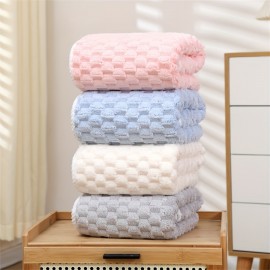 1 Pc Ultra-Soft Microfiber Bath Towels - Super Absorbent, Quick-Dry Waffle Weave Towels For Daily Use, Spa, Gym & Travel - Fragrance-Free, Polyester/ Polyamide Blend Microfiber Hair Towel Microfiber Towel