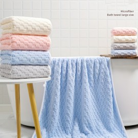 1 Pc Ultra-Soft Microfiber Bath Towels - Super Absorbent, Quick-Dry Waffle Weave Towels For Daily Use, Spa, Gym & Travel - Fragrance-Free, Polyester/ Polyamide Blend Microfiber Hair Towel Microfiber Towel