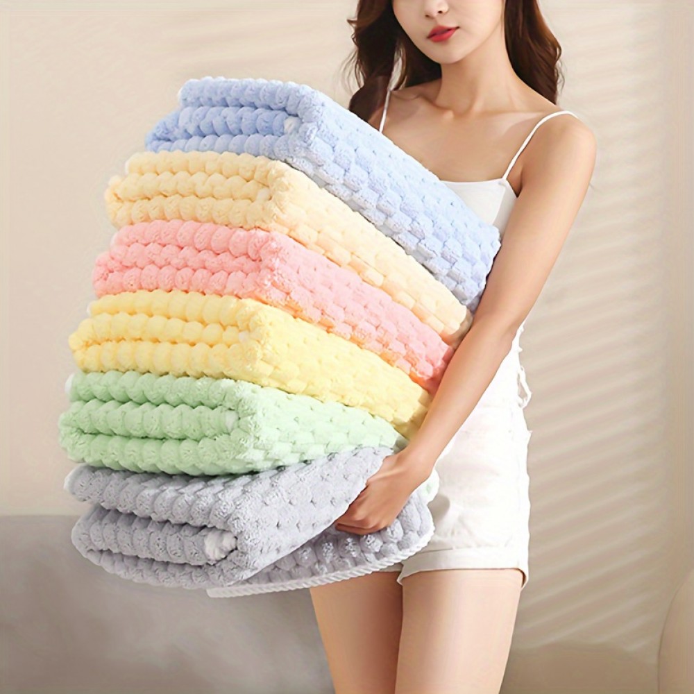 1 Pc Ultra-Soft Microfiber Bath Towels - Super Absorbent, Quick-Dry Waffle Weave Towels For Daily Use, Spa, Gym & Travel - Fragrance-Free, Polyester/ Polyamide Blend Microfiber Hair Towel Microfiber Towel