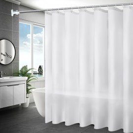 Bathroom Shower Curtain-Waterproof Plastic Shower Curtain Premium PEVA, Hotel Quality, Premium White Shower Curtain Liner For Bathroom, Light-Weight Cloth & Washable - 71x71, White