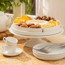 Sweese Porcelain Divided Serving Dishes, Relish Tray, Serving Bowls For Parties - Perfect For Chips And Dip, Veggies, Candy And Snacks, White