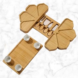 Large Bamboo Charcuterie Boards Set with Knife Set, Cheese Board Bridal Shower Anniversary Wedding Engagement Birthday Christmas Ideal for Couples, Kitchen Accessories Essentials Stuff Cheese Boards House Warming New Home Gifts for Women Mom Wife