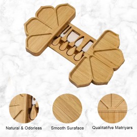 Large Bamboo Charcuterie Boards Set with Knife Set, Cheese Board Bridal Shower Anniversary Wedding Engagement Birthday Christmas Ideal for Couples, Kitchen Accessories Essentials Stuff Cheese Boards House Warming New Home Gifts for Women Mom Wife