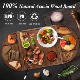 Premium Acacia Wood Serving Platter with Magnetic Design Versatile and Eco-Friendly Charcuterie and Cutting Board