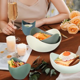 Unique Lotus Design Ceramic Salad Bowl - Handcrafted, Food-Safe, Ideal for Home and Restaurant Use - Perfect for Serving Fresh Fruits, Salads, and Desserts