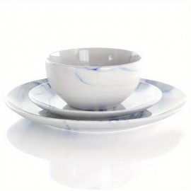 16pc Stoneware Fine Marble Dinnerware Set Blue/White Blue/White