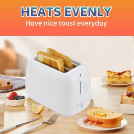 2-Slice Wide Slot Bread Toaster - Defrost, Reheat, Cancel Functions - Compact Breakfast Machine for Bagels, English Muffins, and Toast