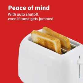 2-Slice Wide Slot Bread Toaster - Defrost, Reheat, Cancel Functions - Compact Breakfast Machine for Bagels, English Muffins, and Toast