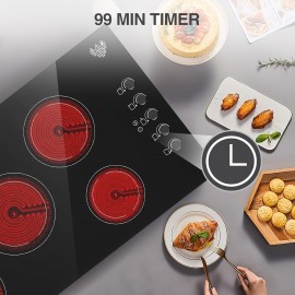 36-Inch Pro-Grade Electric Cooktop - 8000W Power, Knob Control, Built-In Design, Rapid Heat Up, Energy Efficient, Safe and Durable