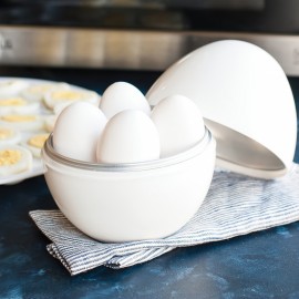 4-Capacity Microwave Egg Cooker - Quick & Easy Hard Boiled Eggs Maker with Compact Egg Shape Design, Time-Saving, Uncharged Power Mode for Kitchen