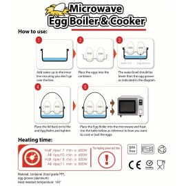 4-Capacity Microwave Egg Cooker - Quick & Easy Hard Boiled Eggs Maker with Compact Egg Shape Design, Time-Saving, Uncharged Power Mode for Kitchen