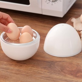 4-Capacity Microwave Egg Cooker - Quick & Easy Hard Boiled Eggs Maker with Compact Egg Shape Design, Time-Saving, Uncharged Power Mode for Kitchen