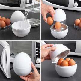 4-Capacity Microwave Egg Cooker - Quick & Easy Hard Boiled Eggs Maker with Compact Egg Shape Design, Time-Saving, Uncharged Power Mode for Kitchen