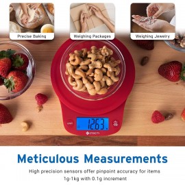 Etekcity 0.1g Food Kitchen Scale, Digital Ounces and Grams for Cooking, Baking, Meal Prep, Dieting, and Weight Loss, 11lb/5kg, Red