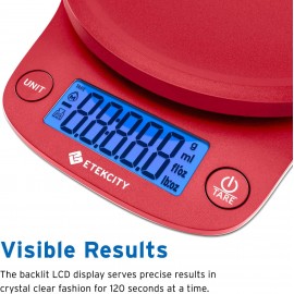 Etekcity 0.1g Food Kitchen Scale, Digital Ounces and Grams for Cooking, Baking, Meal Prep, Dieting, and Weight Loss, 11lb/5kg, Red