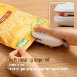 Rechargeable Mini Bag Sealer, Heat Sealer with Cutter, Handheld Heat Sealer Machine with Magnetic, Portable Bag Sealer Heat Seal for Keep Food Fresh and Snacks Crispy