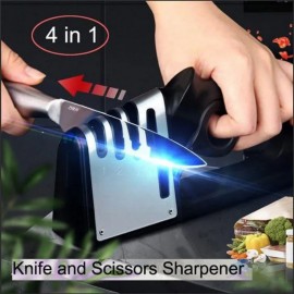 4-in-1 Professional Tungsten Sharpener Pro - Sharpens Dull Knives and Scissors Fast, Easy to Use, Perfect for Outdoor and Household Use, Uncharged Power Mode, Durable and Long-Lasting