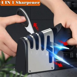 4-in-1 Professional Tungsten Sharpener Pro - Sharpens Dull Knives and Scissors Fast, Easy to Use, Perfect for Outdoor and Household Use, Uncharged Power Mode, Durable and Long-Lasting