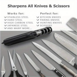 4-in-1 Professional Tungsten Sharpener Pro - Sharpens Dull Knives and Scissors Fast, Easy to Use, Perfect for Outdoor and Household Use, Uncharged Power Mode, Durable and Long-Lasting