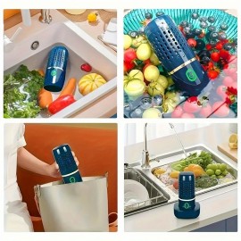 Oxygen Ion Fruit & Vegetable Purifier - Portable Capsule, Fast And Efficient Cleaning Of Fruits, Vegetables, Rice And Dishes - Wireless Charging Included