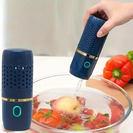 Oxygen Ion Fruit & Vegetable Purifier - Portable Capsule, Fast And Efficient Cleaning Of Fruits, Vegetables, Rice And Dishes - Wireless Charging Included