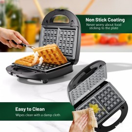 KEENSTAR 3 in 1 Sandwich Maker, Waffle Maker with 3 Removable Non-Stick Plates, Grill with Dual-Sided Heating, Easy Clean and Store, 800W Perfect for Cooking Breakfast, Panini, Cheese, and Grill Steak