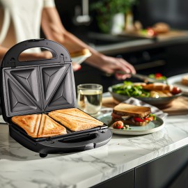 KEENSTAR 3 in 1 Sandwich Maker, Waffle Maker with 3 Removable Non-Stick Plates, Grill with Dual-Sided Heating, Easy Clean and Store, 800W Perfect for Cooking Breakfast, Panini, Cheese, and Grill Steak