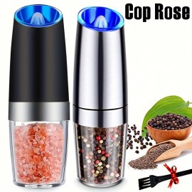 Pepper Grinder, Household Sea Salt Grinder, Electric Adjustable Spice Grinder, Reusable Pepper Crusher, Kitchen Gadgets, Adjustable Roughness, Battery Operated LED Light, One Hand Automatic Operation, Suitable For Any Occasion!