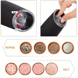 Pepper Grinder, Household Sea Salt Grinder, Electric Adjustable Spice Grinder, Reusable Pepper Crusher, Kitchen Gadgets, Adjustable Roughness, Battery Operated LED Light, One Hand Automatic Operation, Suitable For Any Occasion!